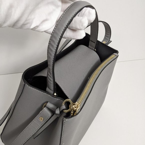 Zara Basic Collection Gray Handbag Crossbody Adjustable Button Closure Pocket - Picture 12 of 16